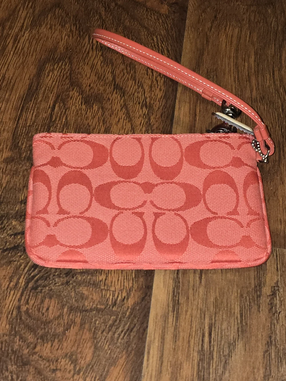 Coach Orange Signature Jacquard Wristlet
